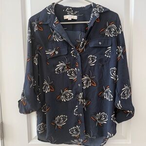 Loft Dark Blue Shadow Floral
Utility Long Sleeve Career Blouse